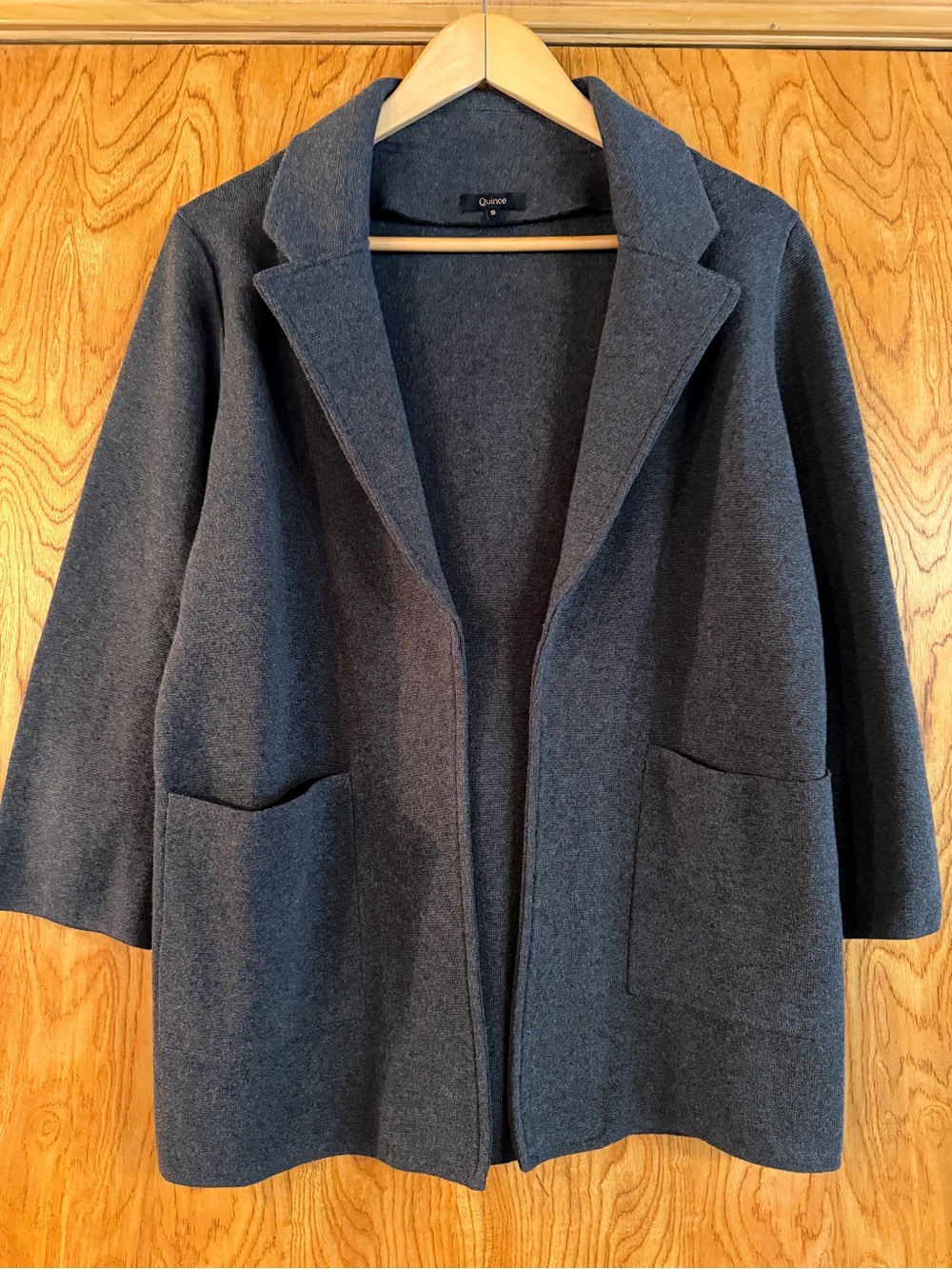 Quince Charcoal Open-Front 100% Organic Cotton Blazer